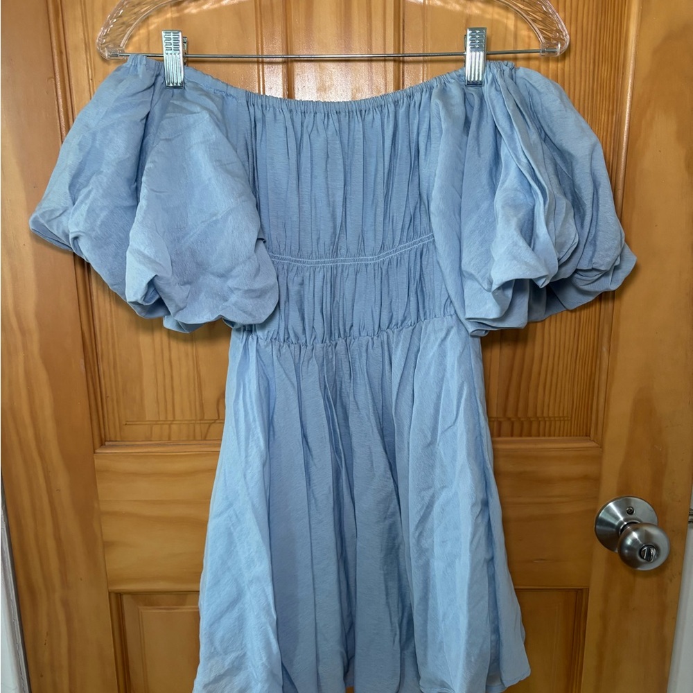 Elegant Blue Off-Shoulder Dress